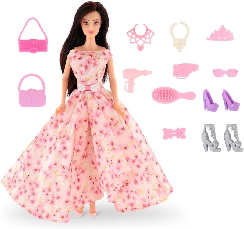 Fulla Fashion Doll with Dress-Up Accessories Includes Glasses, Crown Bag, Hair Tools, Shoes and Necklace & Creative Outfit Play for Girls – Fun Gift for Styling and Doll Lovers - Image 2